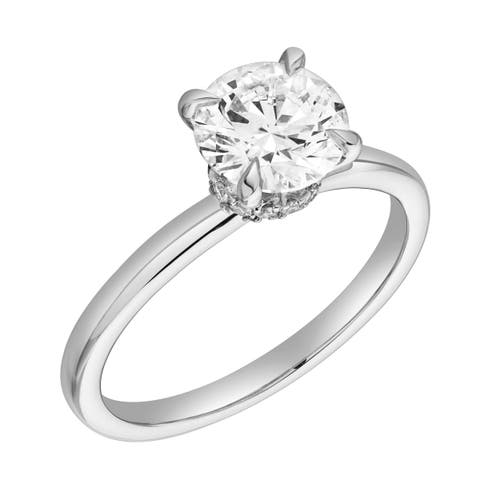 Luvmyjewelry Lila 14k Gold Round Lab Grown Diamond Hidden Halo Ring In 14k White Gold