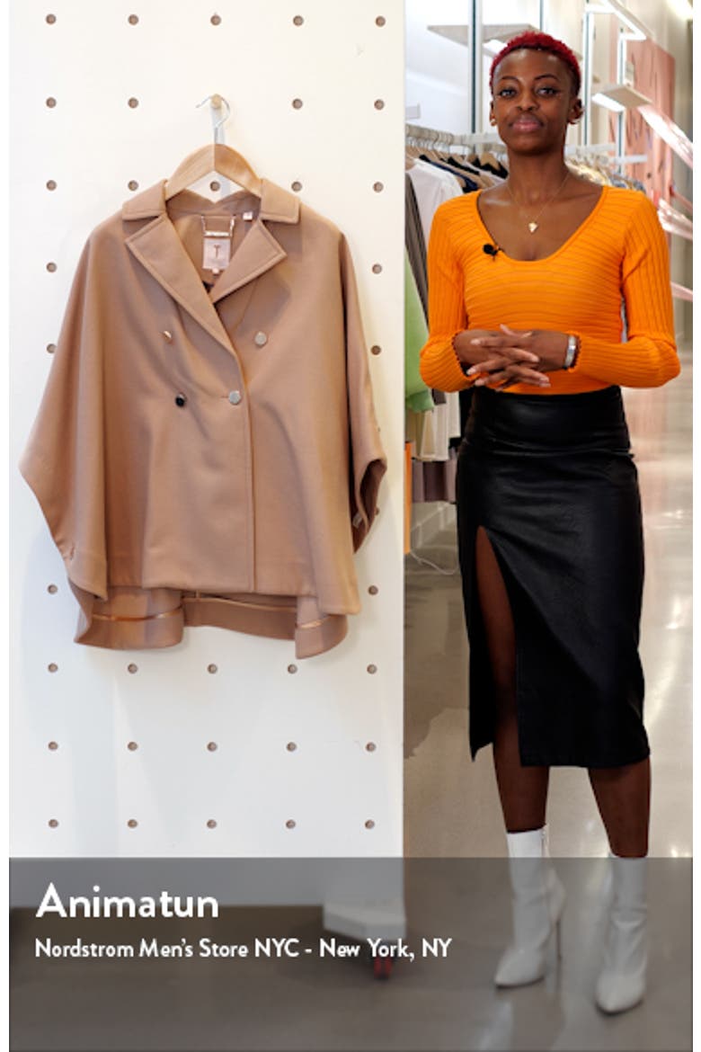 Donnata Double Breasted Wool & Cashmere Blend Cape video
