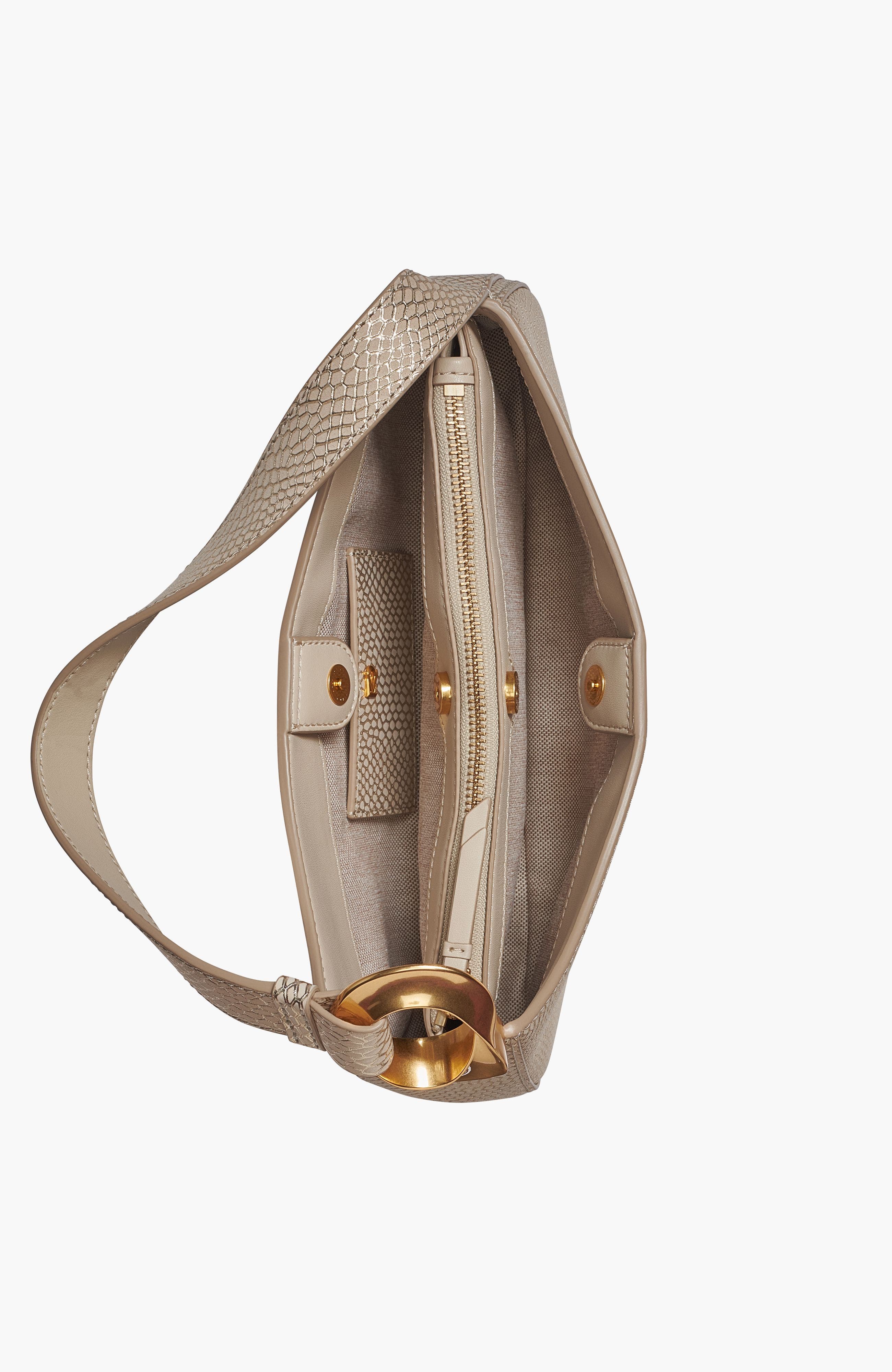 Donna Karan New York Jersey Snake Shoulder, Alternate, color, Metallic Bone