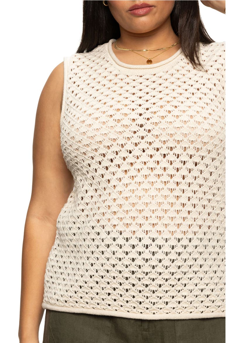 Open Stitch Sleeveless Cotton Sweater, Alternate, color, ECO NATURAL