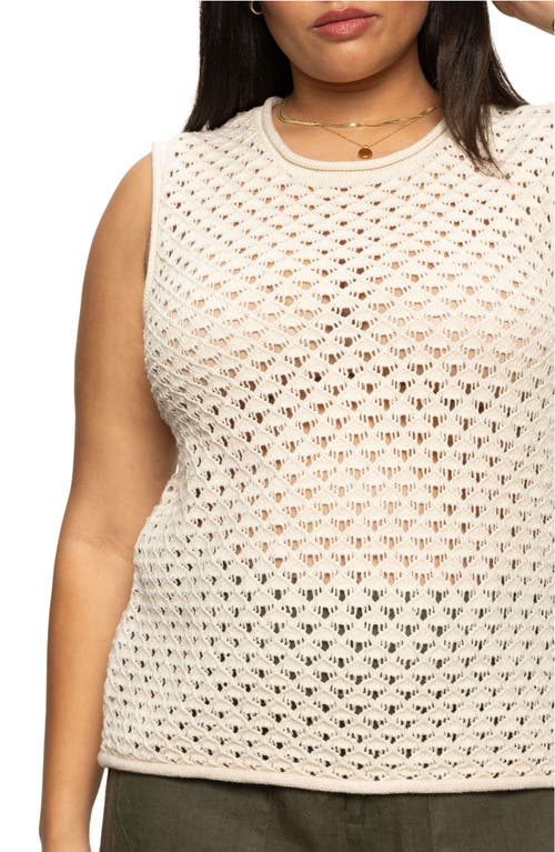 Sanctuary Open Stitch Sleeveless Cotton Sweater In Eco Natural
