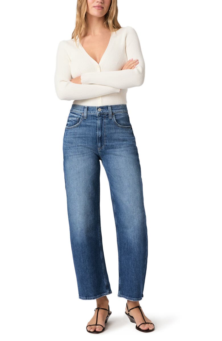 PAIGE Arellia High Waist Ankle Barrel Jeans, Alternate, color, Stoneview