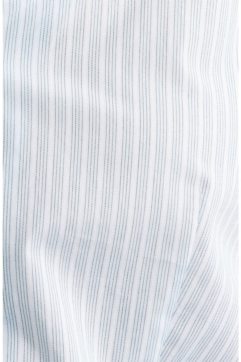 Ruffle Detail Stripe Cotton Button-Up Shirt, Alternate, color, BLUE WASH MULTI