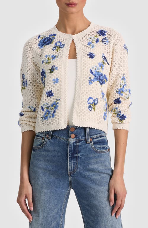 Alice And Olivia Alice + Olivia Anderson Floral Embroidered Cotton & Wool Cardigan