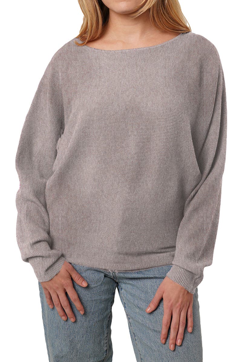 CYRUS Yummy Dolman Waffle Knit Sweater, Main, color, Buckskin Heather