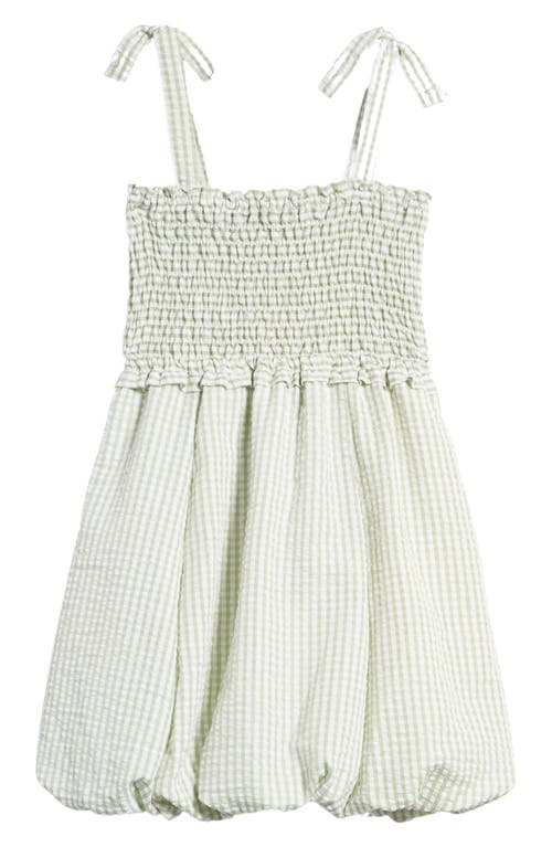 Shop Ava & Yelly Kids' Gingham Smocked Seersucker Bubble Dress In Sage