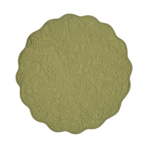 C & F Home C&f Home Christiana Sweet Pea Reversible Machine Washable Round Scallop Quilt Placemats Set Of 6 In Green
