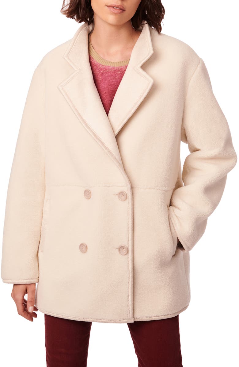 Bernardo Double Breasted Faux Fur Coat, Main, color, Cream