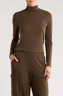 Eileen Fisher Turtleneck Stretch Organic Cotton Blend Top