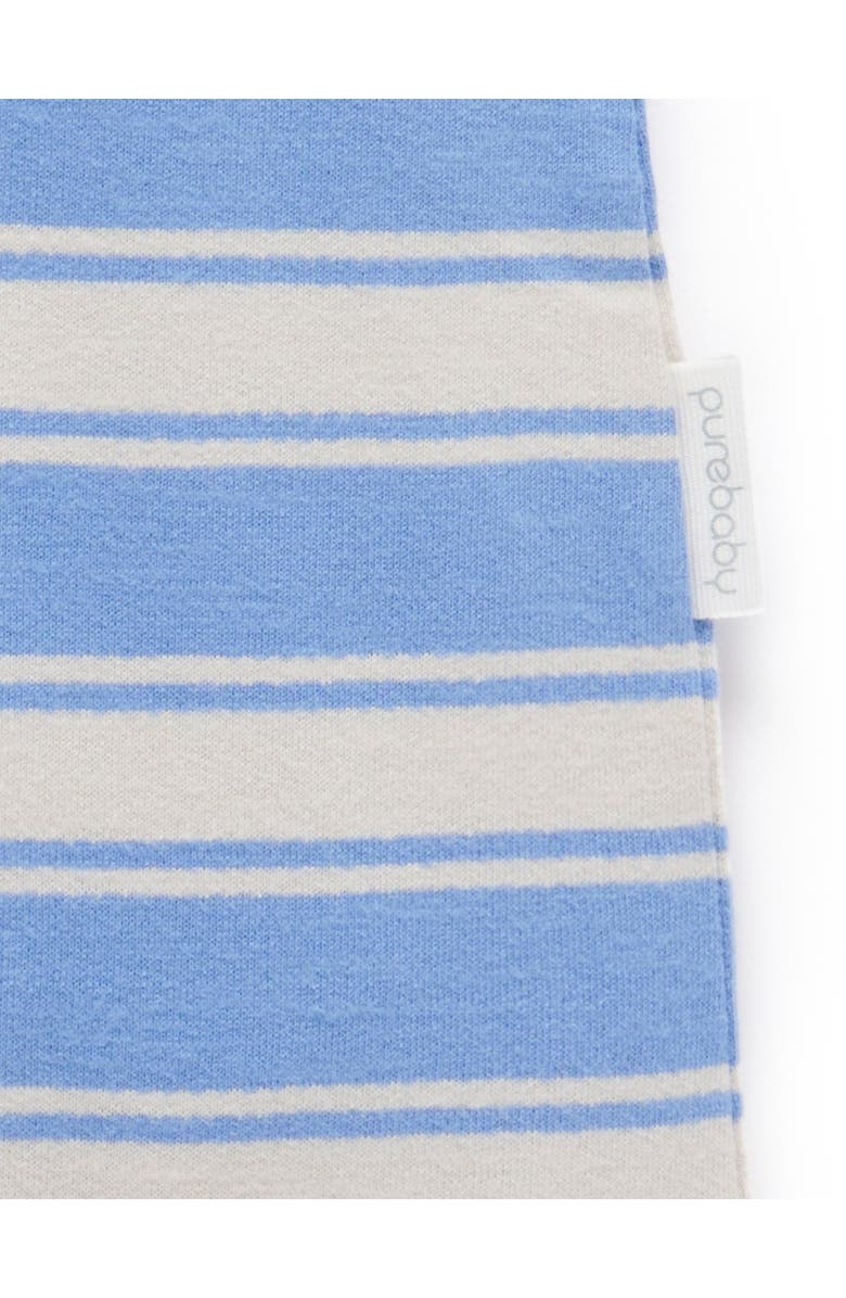 Purebaby Striped Polo Romper, Alternate, color, Ocean Stripe
