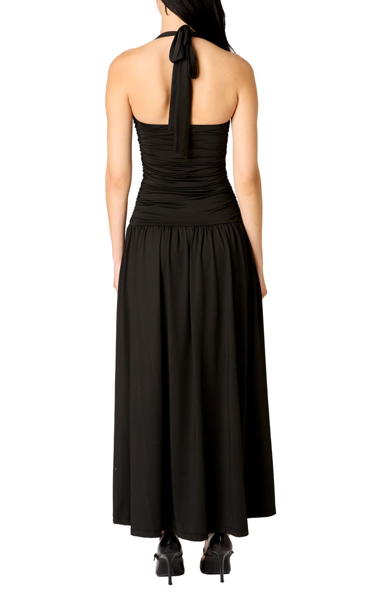 Nia Delphine Maxi Halter Dress, Alternate, color, Black