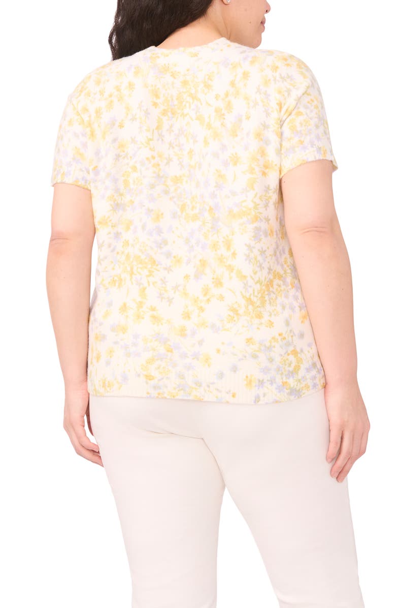 Halogen<sup>®</sup> Floral Print Short Sleeve Sweater, Alternate, color, New Ivory