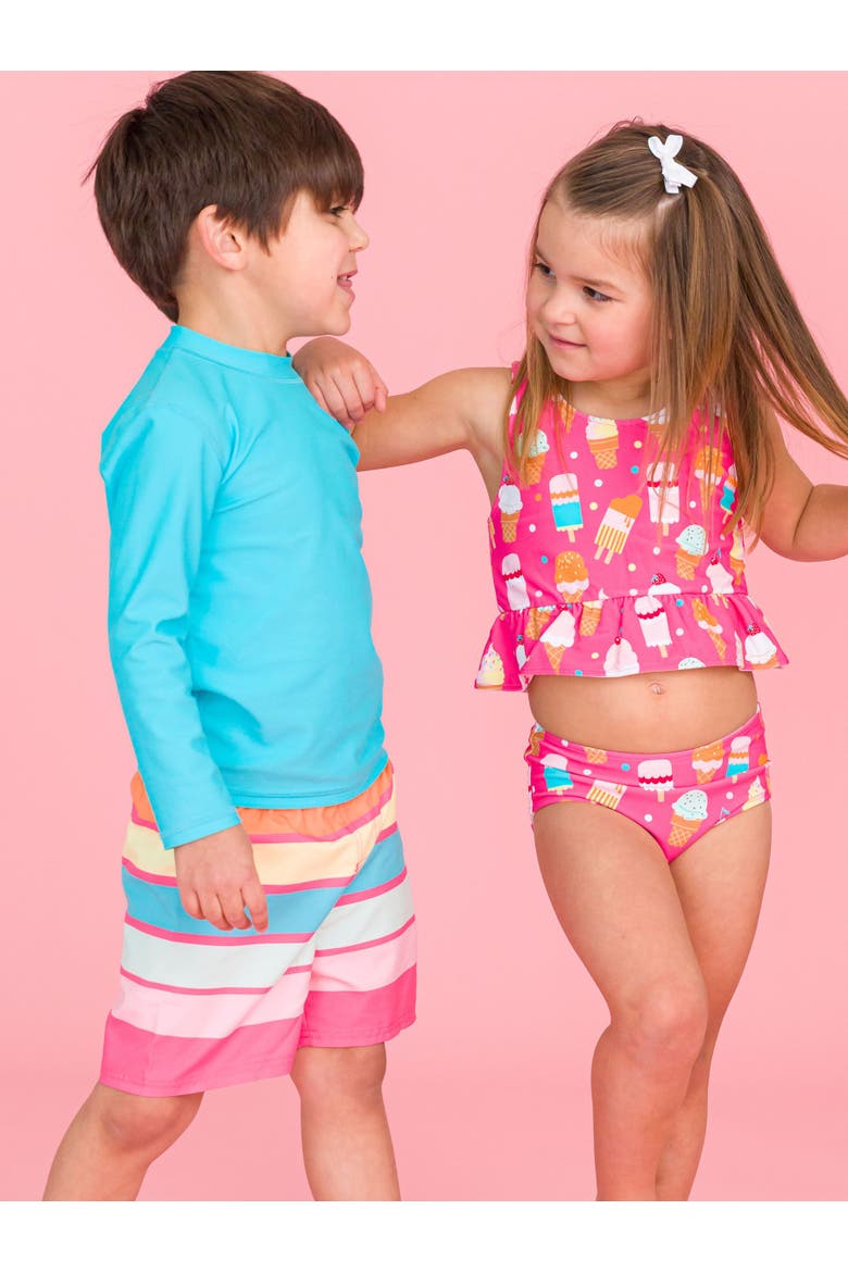 Boys UPF50+ Swim Trunks, Alternate, color, Ice Cream Stripe