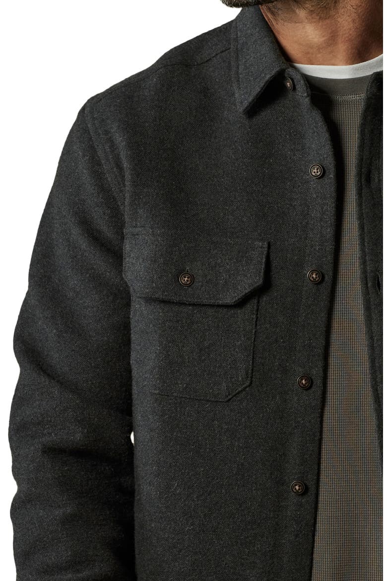 Heavyweight Cotton Flannel Button-Up Overshirt, Alternate, color, HEATHER CHARCOAL