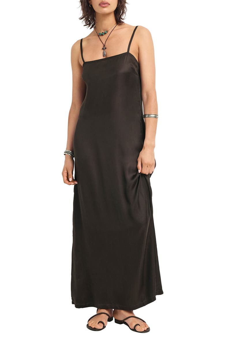Rhea Sleeveless Satin Cover-Up Maxi Dress, Main, color, DEEP EARTH