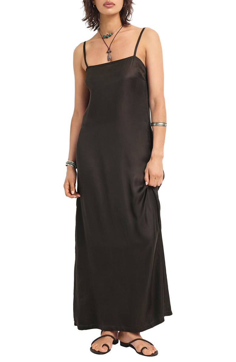 Vitamin A<sup>®</sup> Rhea Sleeveless Satin Cover-Up Maxi Dress, Main, color, Deep Earth