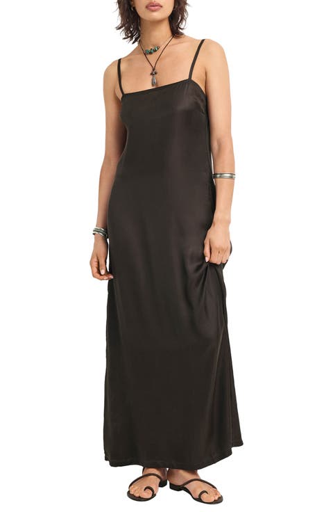 Rhea Sleeveless Satin Cover-Up Maxi Dress