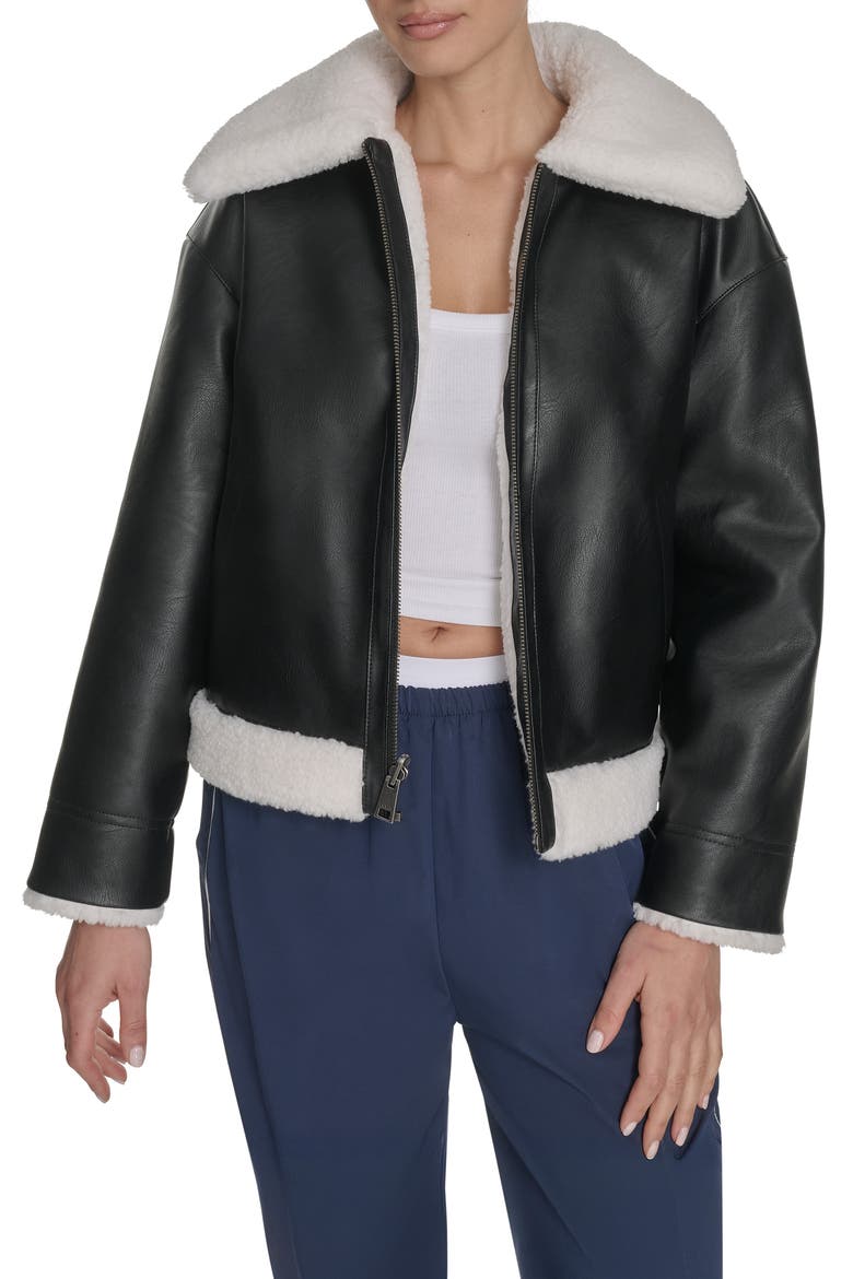 Reversible Faux Leather & Faux Shearling Jacket (Women