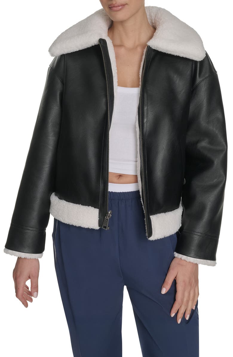 Levi's Reversible Faux Leather & Faux Shearling Jacket, Main, color, Black/ Cream