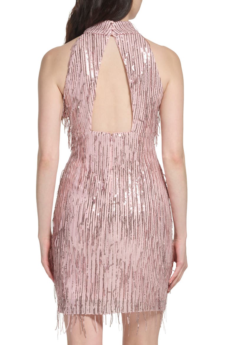 Fringe Sequin Cutout Back Sleeveless Cocktail Dress, Alternate, color, BSH