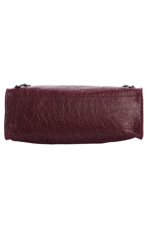 Balenciaga Le City Medium Crinkled Leather Top-handle Bag In 6034 Dark Burgundy
