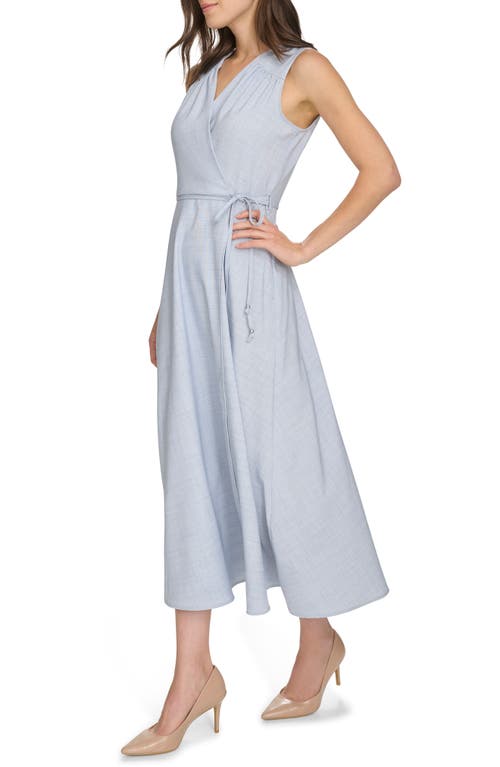 Calvin Klein Mélange Sleeveless Wrap Maxi Dress In Bayou Cream