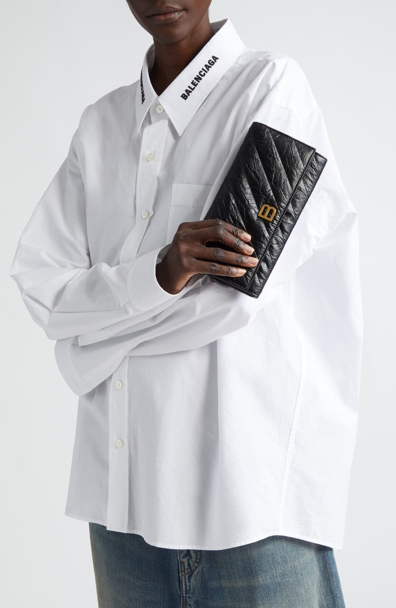 Balenciaga Crush Leather Wallet on a Chain, Alternate, color,