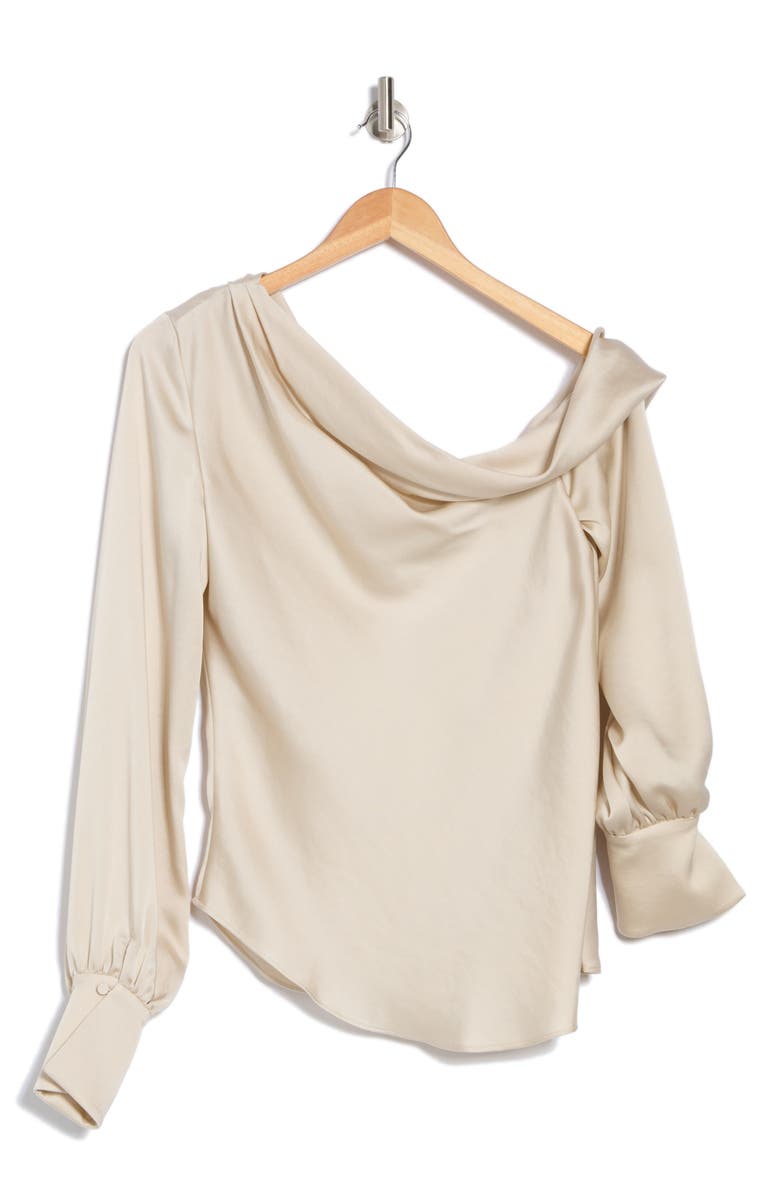Simkhai Jonathan Simkhai Alice One-Shoulder Satin Blouse, Alternate, color,