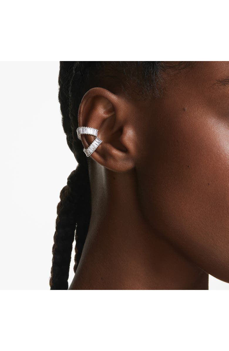 Swarovski x Ariana Grande Baguette Cubic Zirconia Cuff Earrings, Alternate, color, White/ Silver