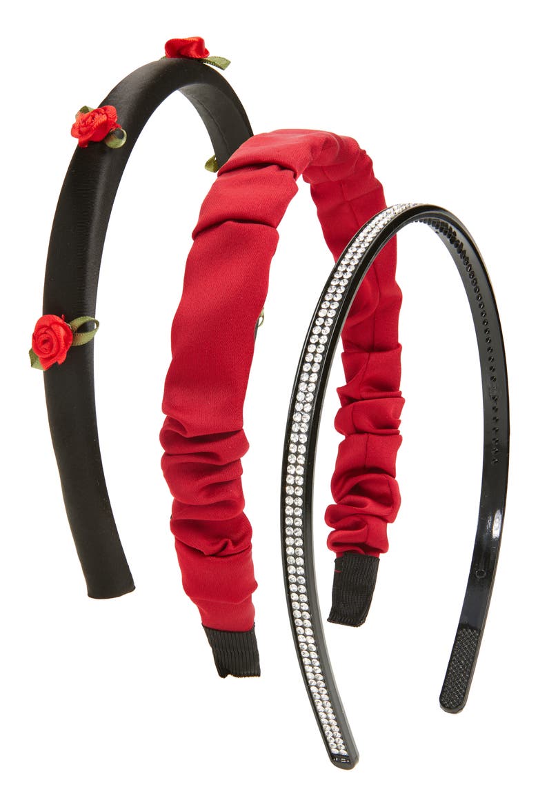 3-Pack Headband Set, Main, color, BLACK/ RED