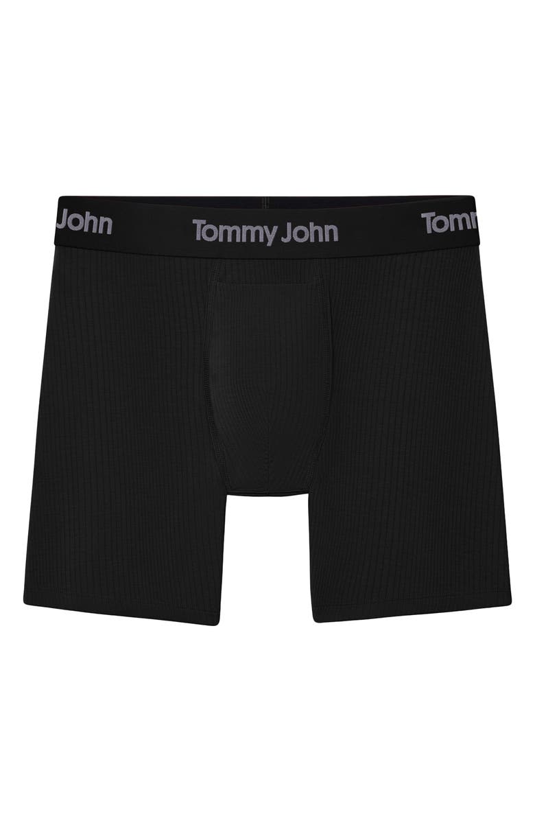 Tommy John Second Skin Luxe Rib 6-Inch Boxer Briefs, Alternate, color, Black