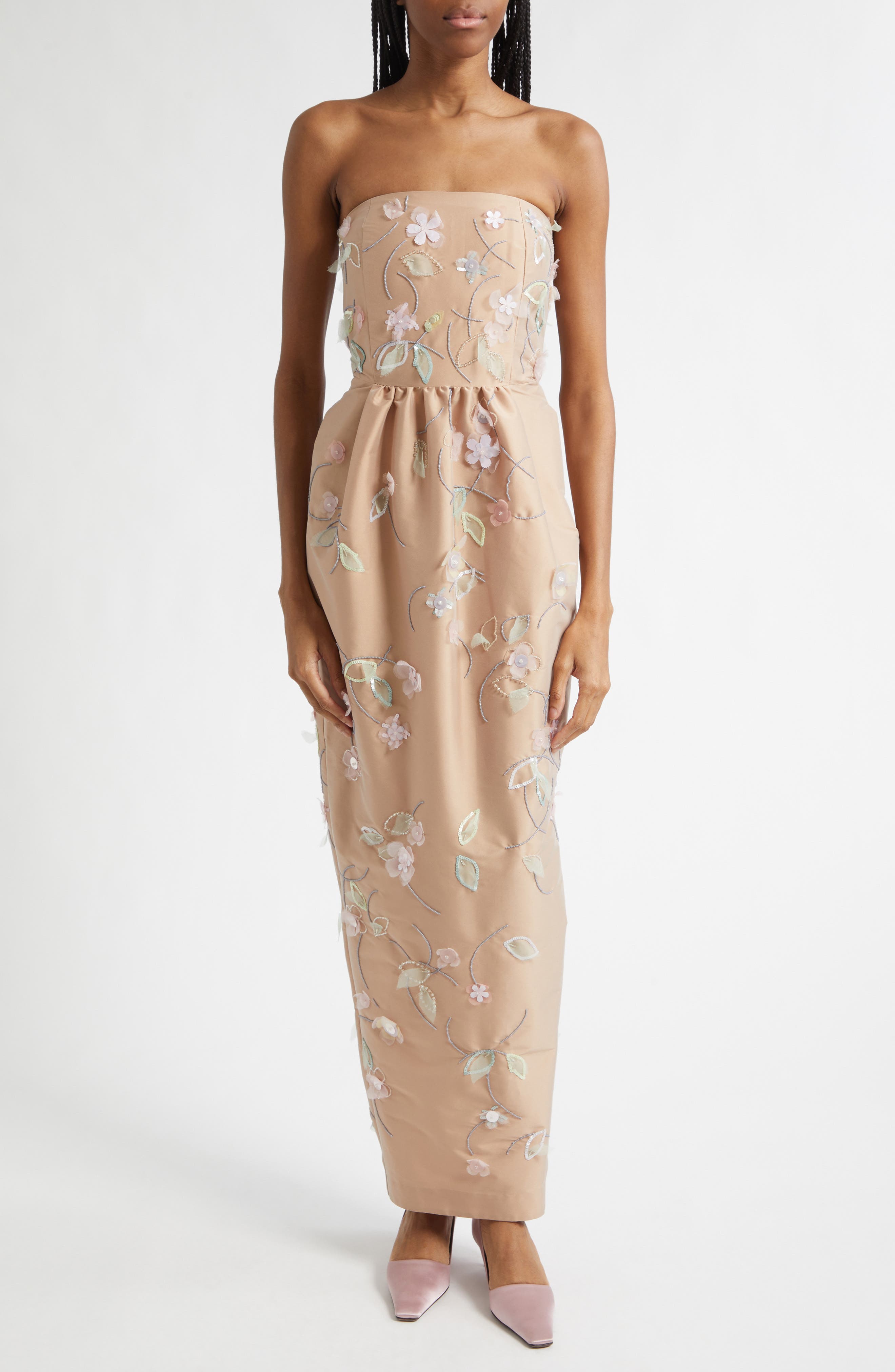 selected CLEMATIS EMBROIDERY ON BEIGE
