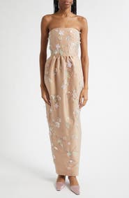 BERNADETTE Lena Beaded Appliqué Strapless Dress