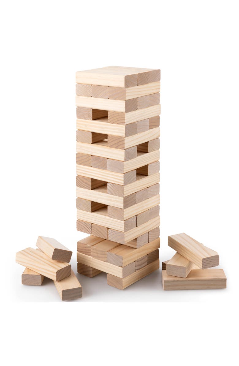 Grasshopper Games Giant Stack N Fall Wood Block Game Bag Family, Main, color, Multicolored