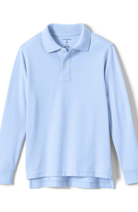 School Uniform Kids Long Sleeve Mesh Polo Shirt