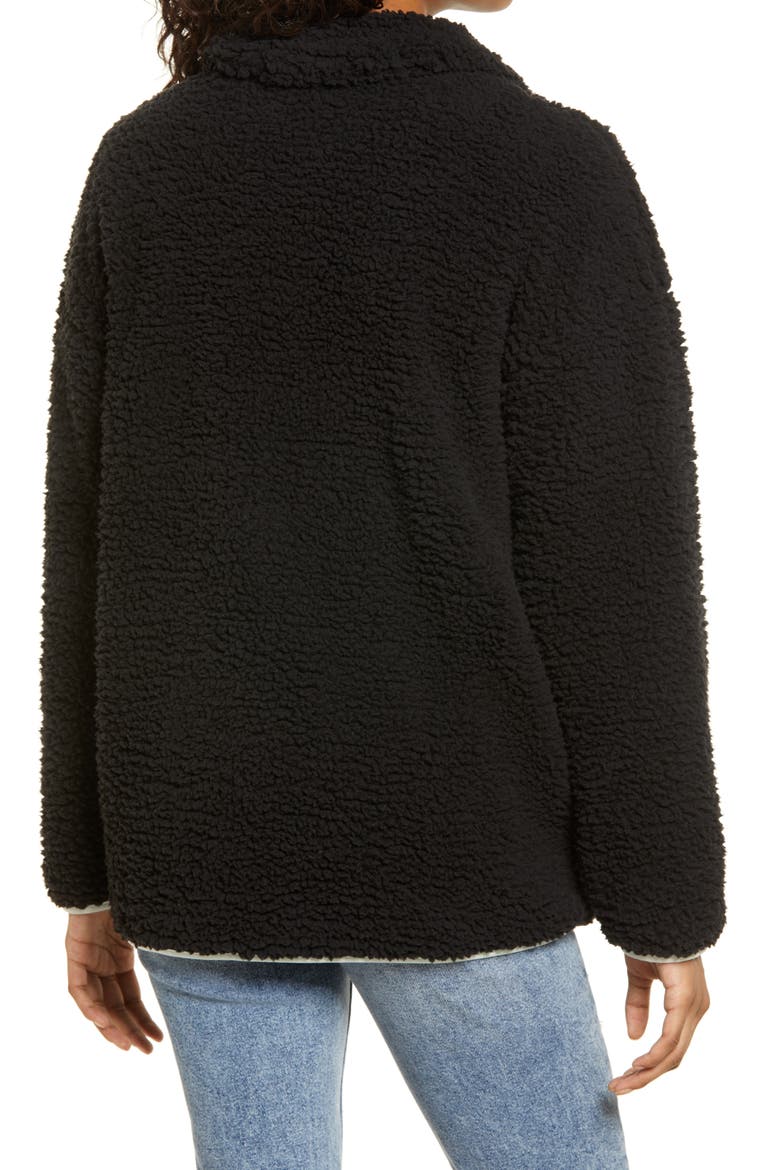 Leopard Trim Fleece Jacket, Alternate, color, BLACK LEOPARD