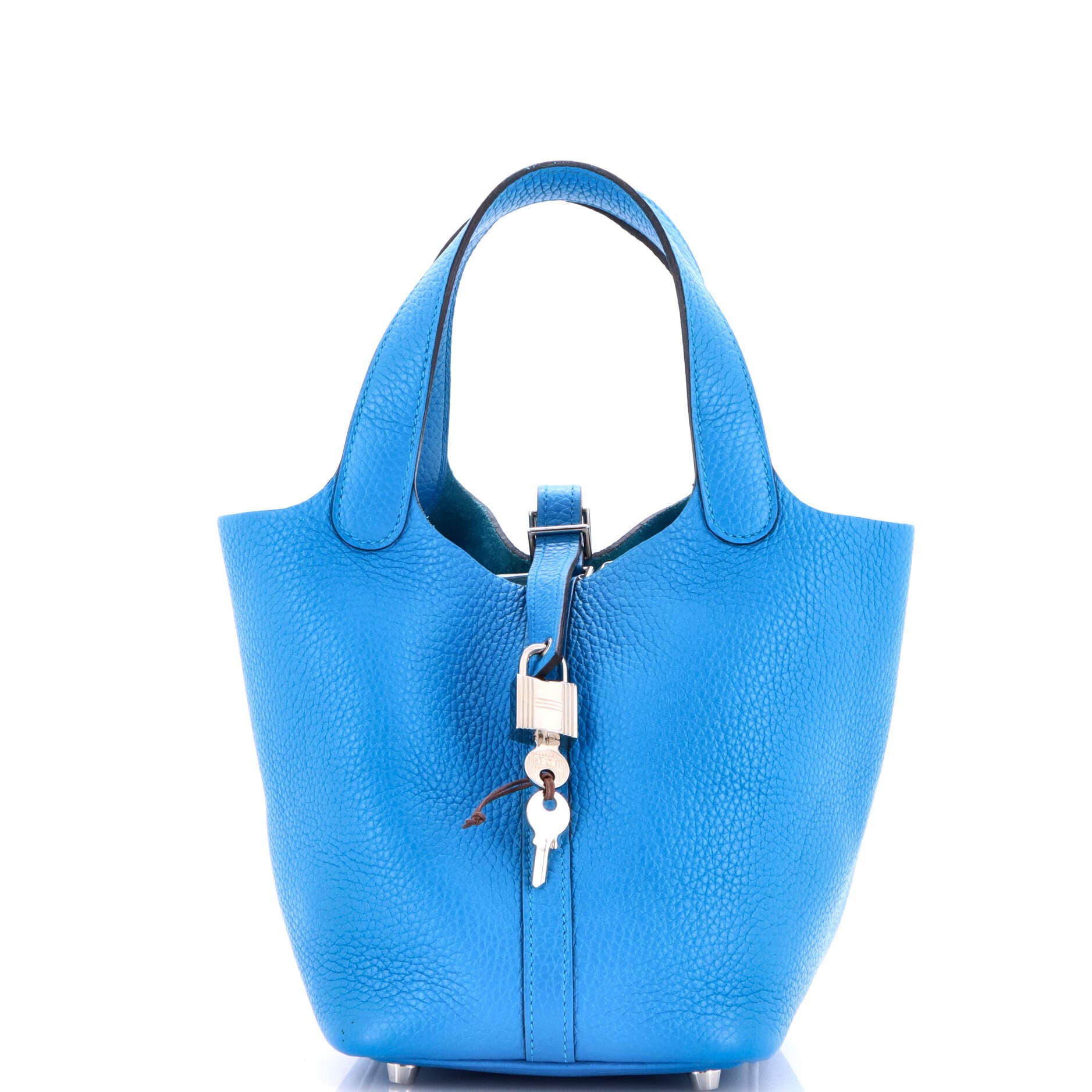 Pre-Owned Hermes Picotin Lock Bag Clemence PM, Main, color, Bleu Zanzibar