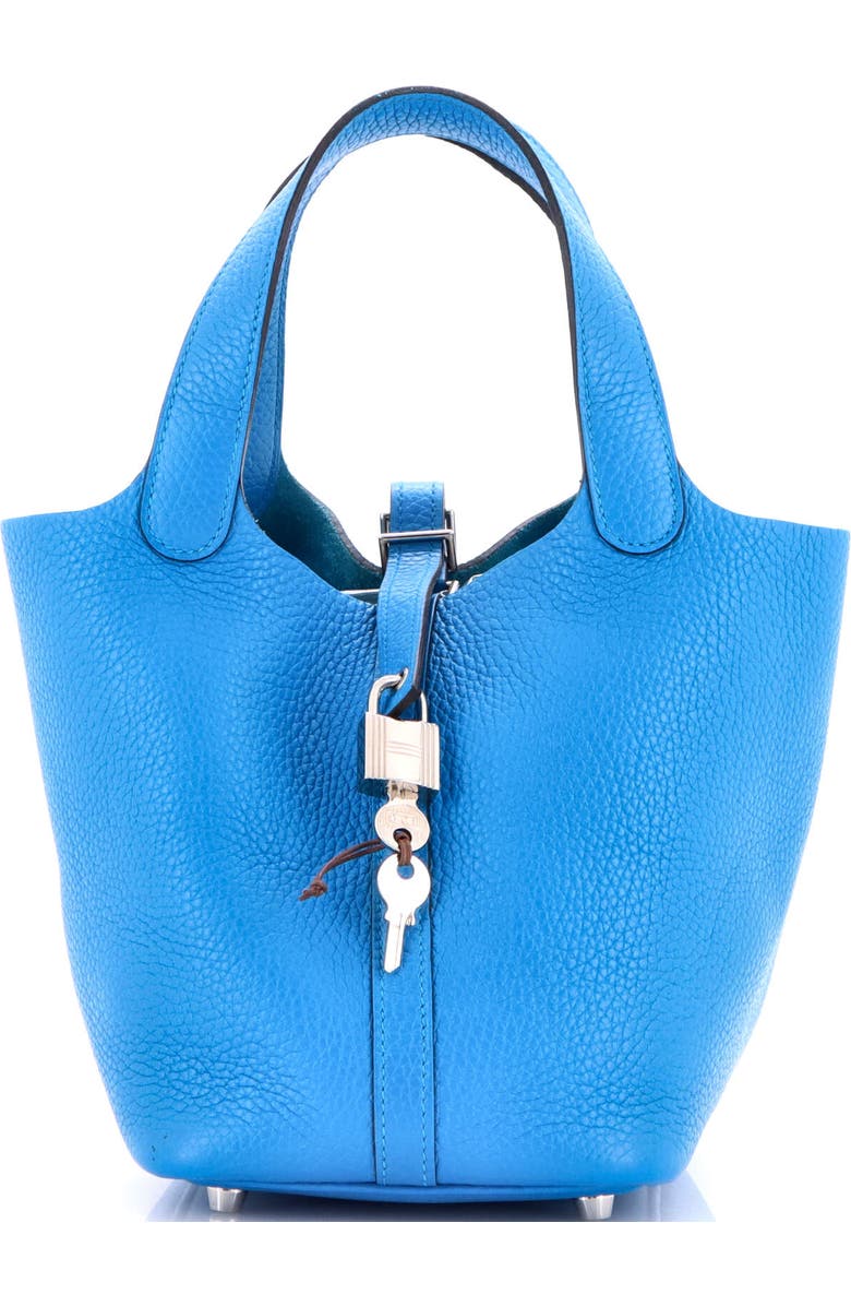 Pre-Owned Hermes Picotin Lock Bag Clemence PM, Main, color, Bleu Zanzibar