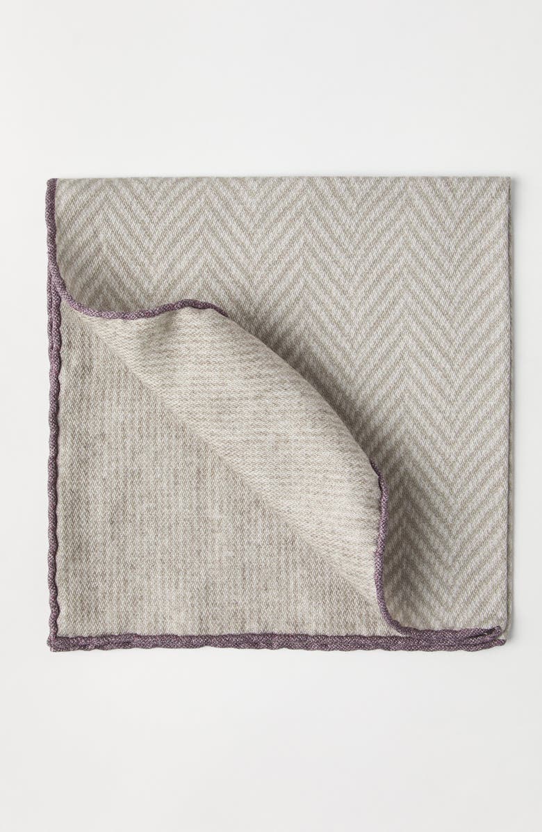 Brunello Cucinelli Chevron pocket square, Alternate, color, Salt