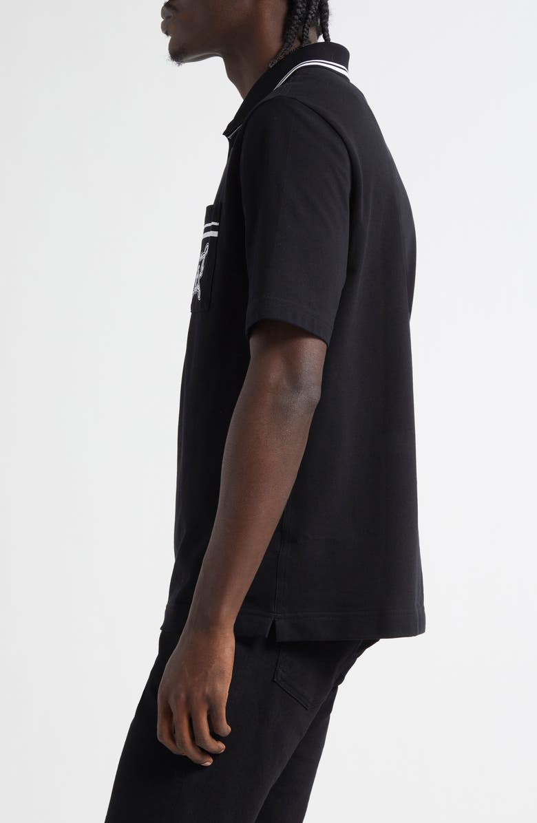 Dolce&Gabbana Bandana Detail Cotton Polo, Alternate, color, Nero