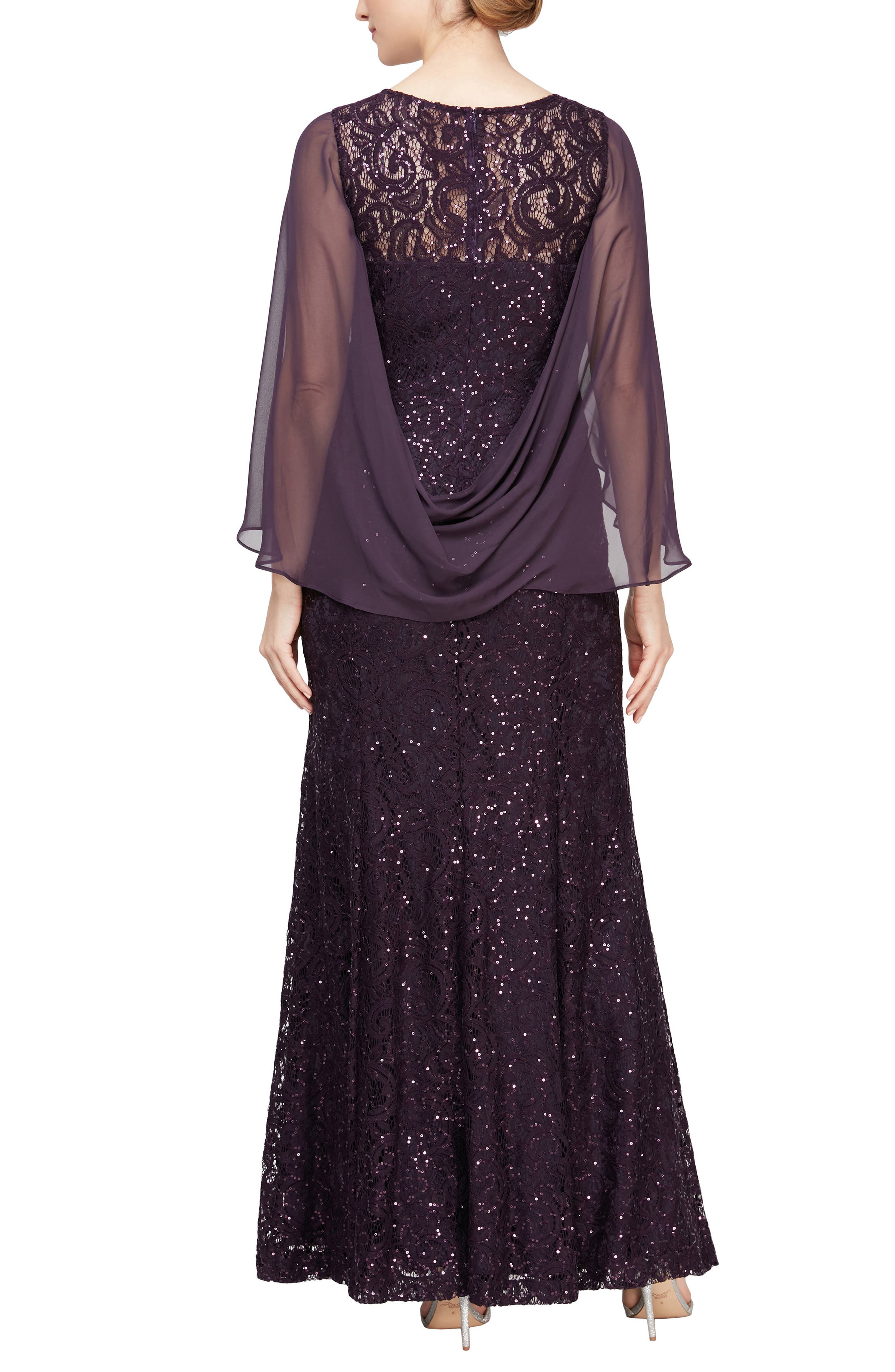 Sequin Capelet Trumpet Gown - image 2