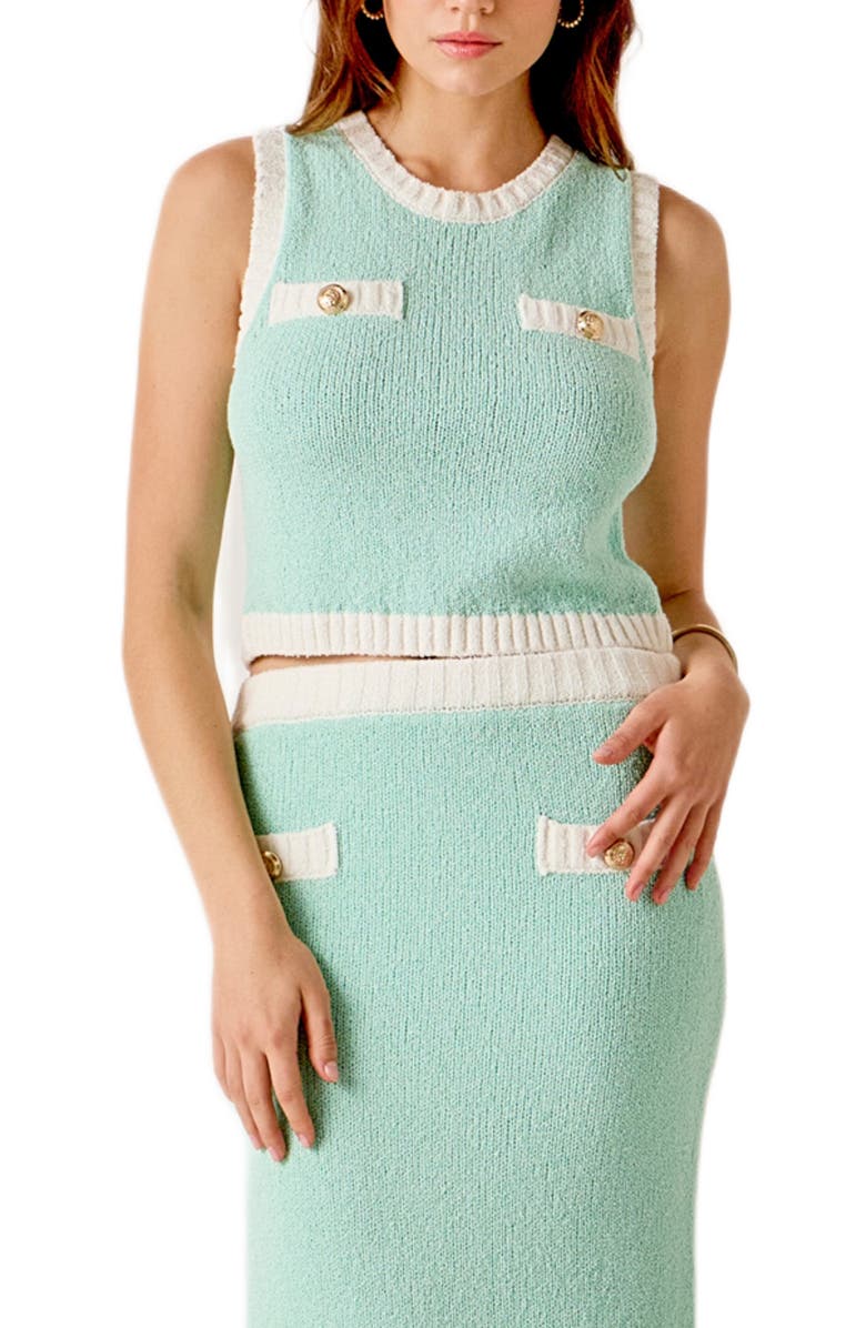 MARSY Crop Sweater Vest, Main, color, Mint Combo