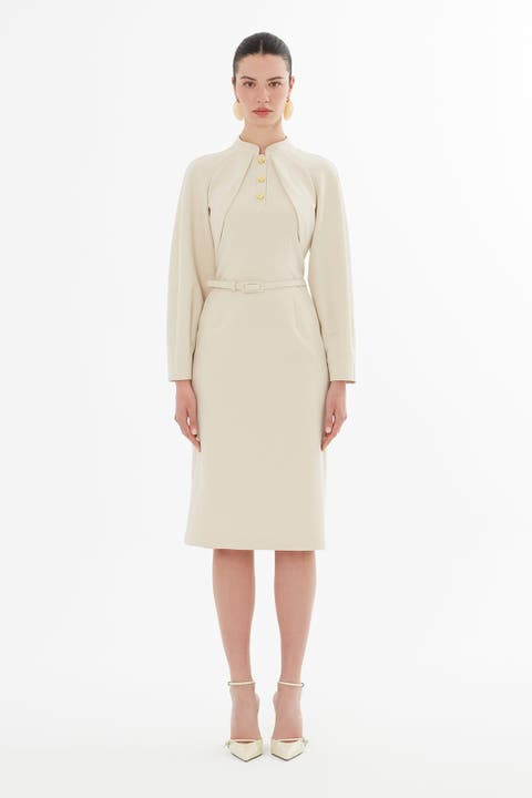 Midi Dress with Bolero Look and Belt