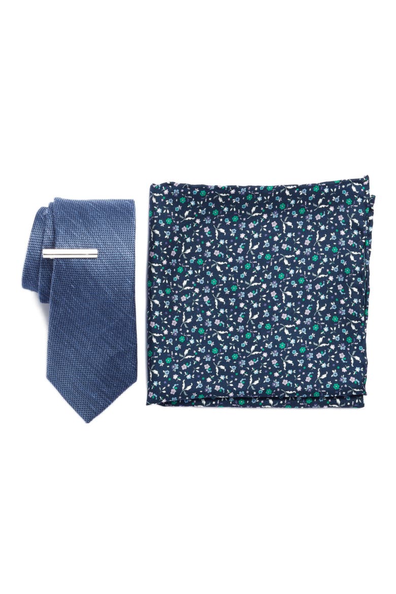 Texture Solid 3-Piece Skinny Tie Style Box, Main, color, LIGHT BLUE