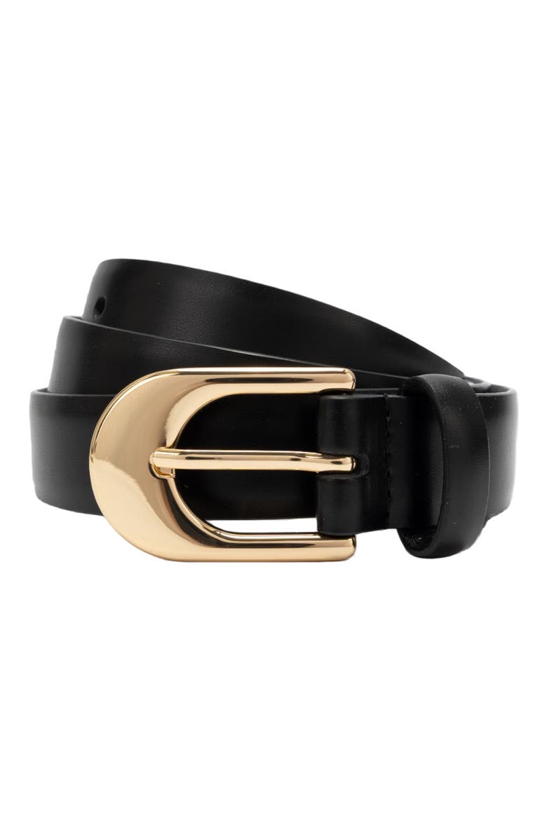 25mm Leather Slide Buckle Belt, Main, color, BLACK
