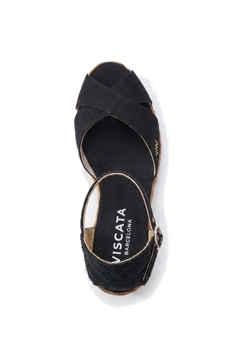 VISCATA Aiguablava Canvas Espadrille Sandal Wedges, Alternate, color, Black