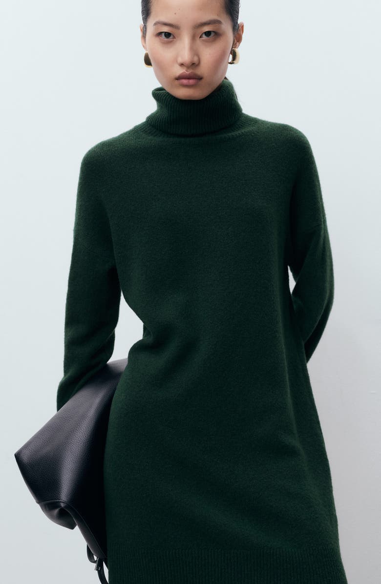 MANGO Long Sleeve Turtleneck Sweater Dress, Alternate, color,