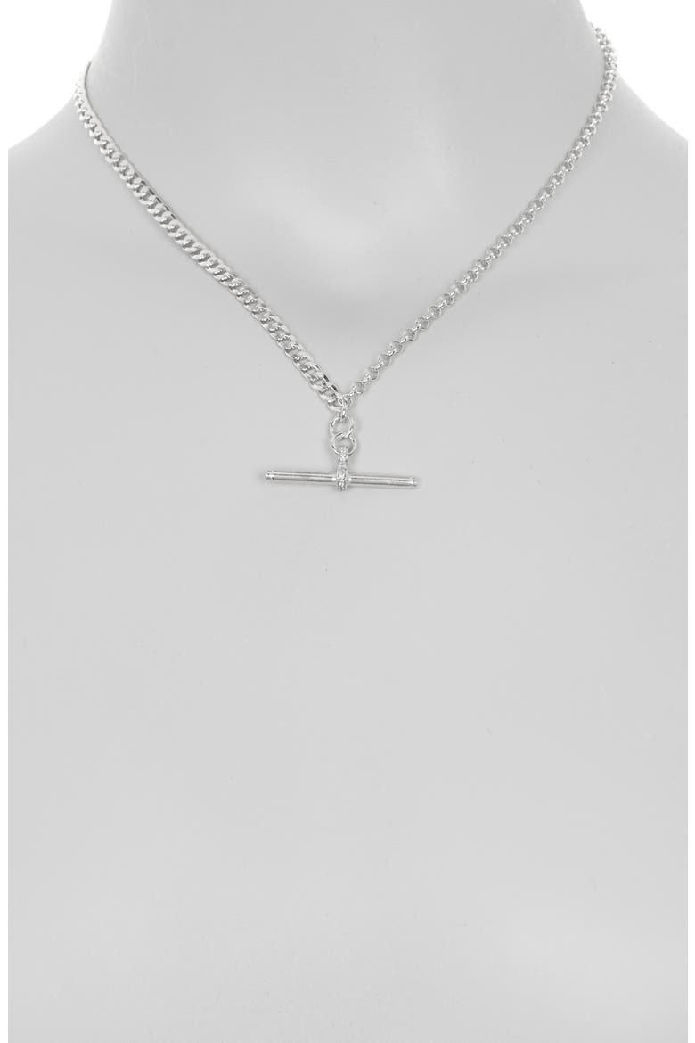 Diamond Cross Bar Pendant Necklace - 0.15 ctw, Alternate, color, SILVER