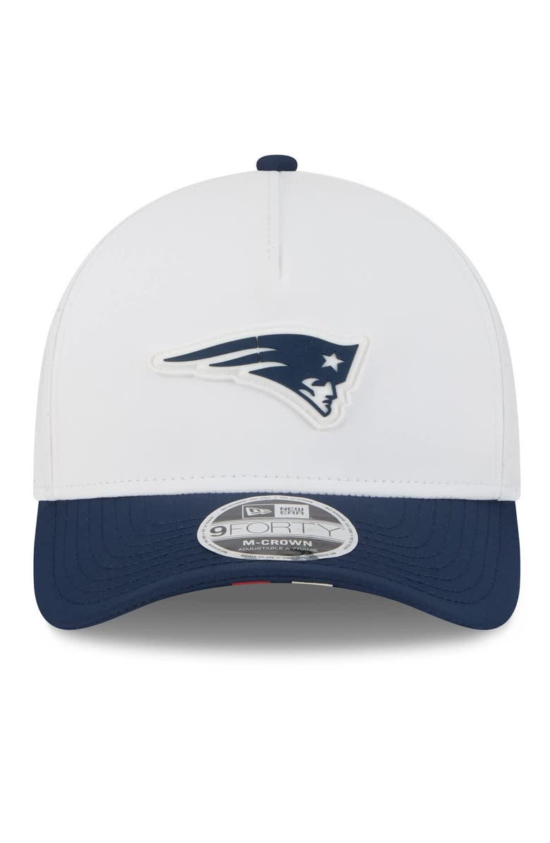 New Era Men's New Era White/Navy New England Patriots 2025 NFL Training Camp A-Frame 9FORTY Adjustable Hat, Alternate, color,
