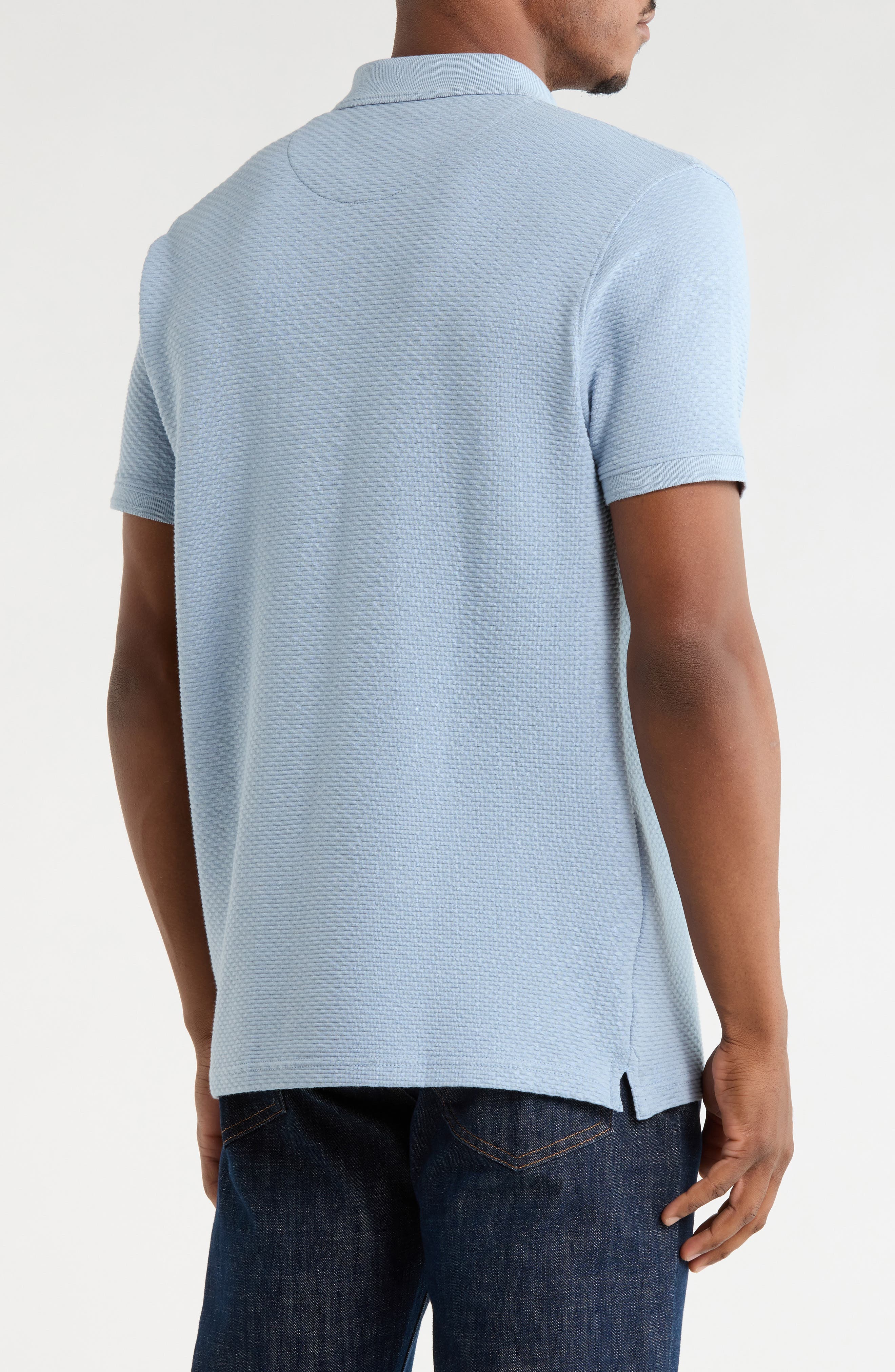 Textured Cotton Blend Quarter Zip Polo - image 2